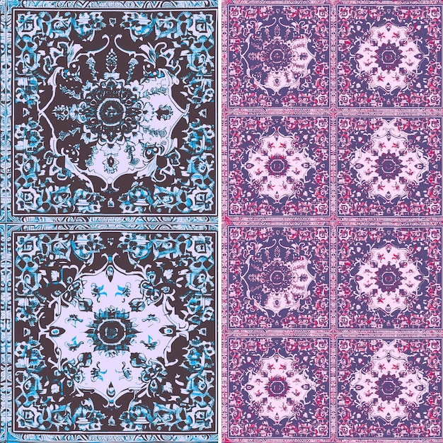 PSD persian carpet pattern formed with intricate floral and geom creative abstract geometric vector