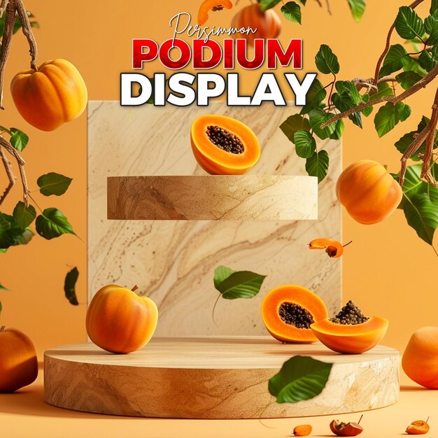 PSD persimmon product display for social media post template