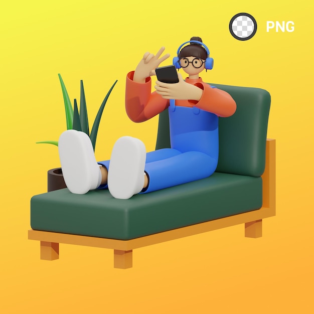 A person on a couch with a phone in their hand.