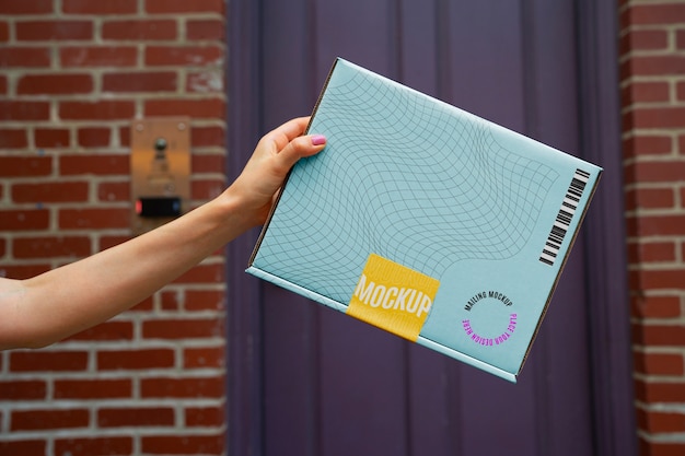 PSD person delivering mail package mock-up