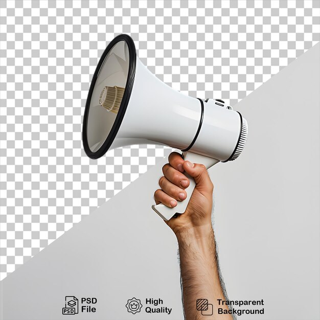 PSD a person holding a megaphone on transparent background