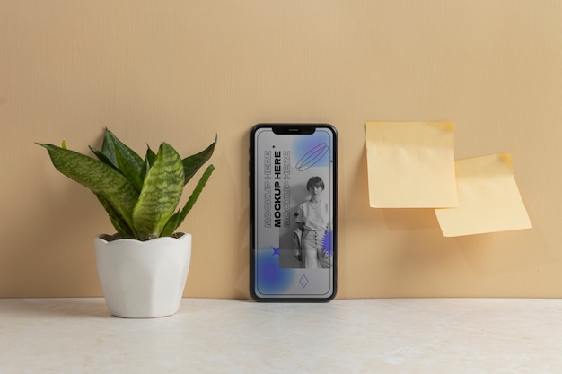 Person holding phone mockup