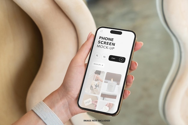 PSD a person holding a phone screen mockup