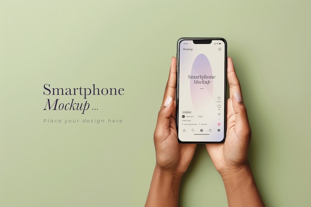 PSD スマートフォンを握っている人のモックアップ