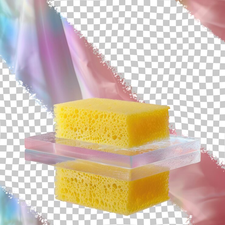 PSD a person is holding a piece of cake with a purple and pink background
