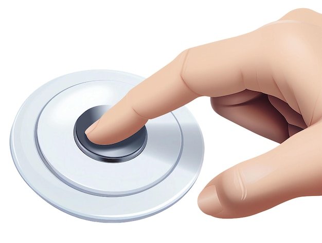PSD a person's hand on a button with a finger pointing at a button