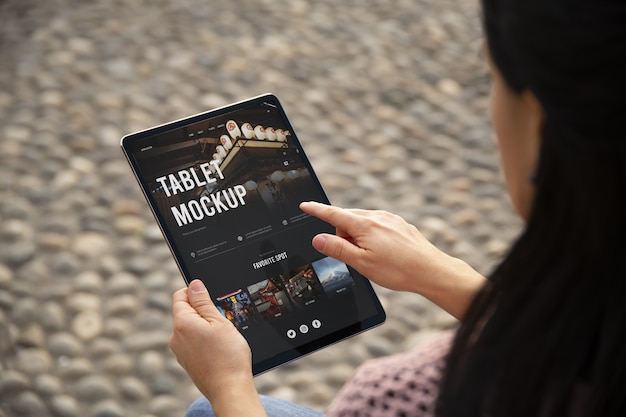 person using device mockup