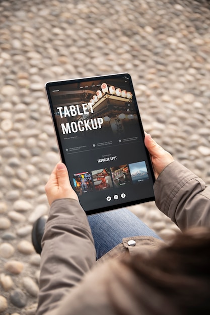 person using device mockup