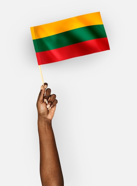 PSD person waving the flag of republic of lithuania