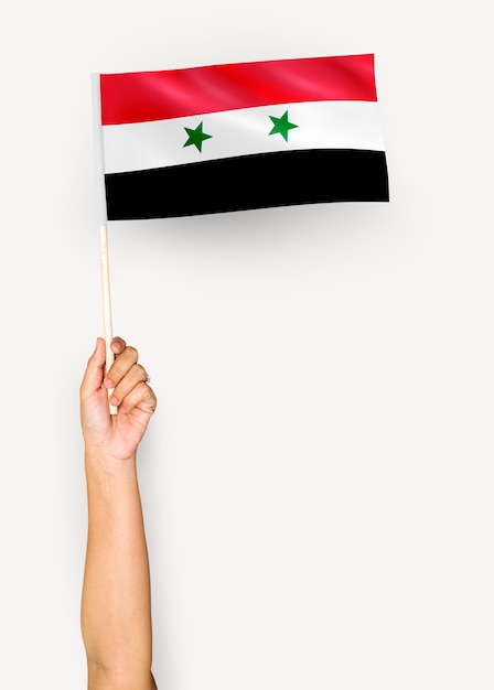 PSD シリアの旗を振っている人