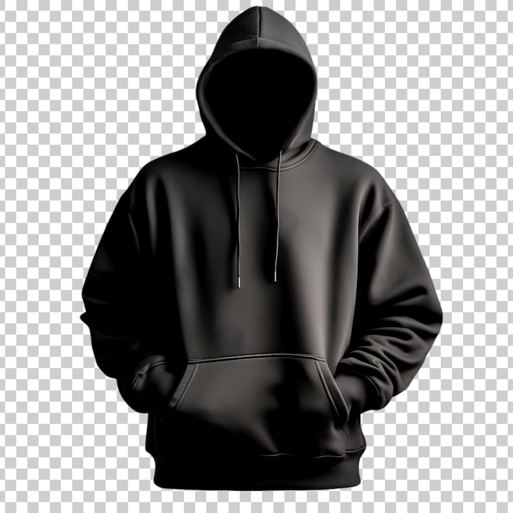 PSD a person wearing a black hoodie isolated on a transparent background