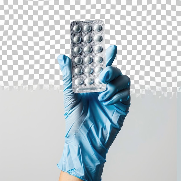 PSD a person wearing a glove that says pill bottles