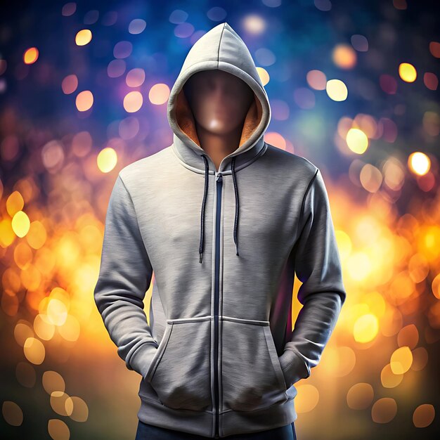 A person wearing a hoodie with a hoodie on it Premium AI generated PSD