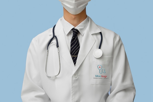 PSD person wearing a lab coat mock-up design