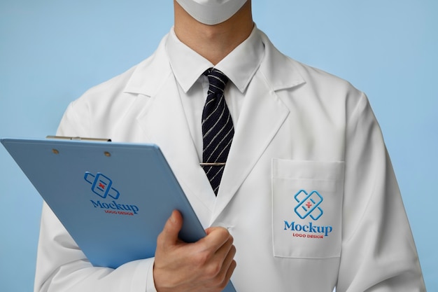 PSD person wearing a lab coat mock-up design