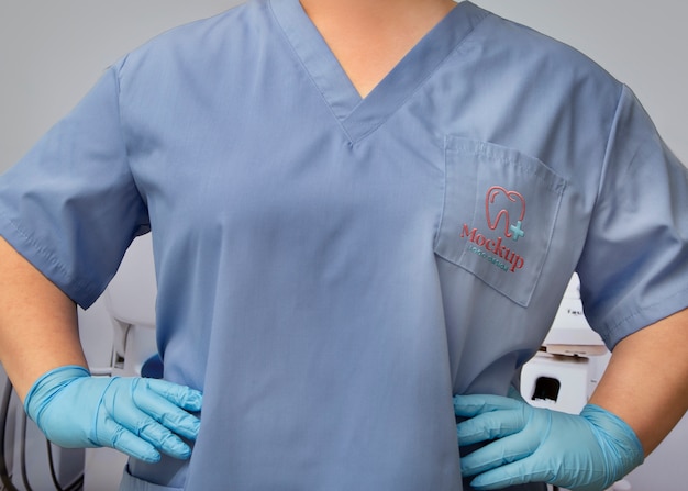 person wearing a lab coat mock-up design