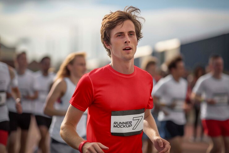 PSD person wearing runner clothing mockup