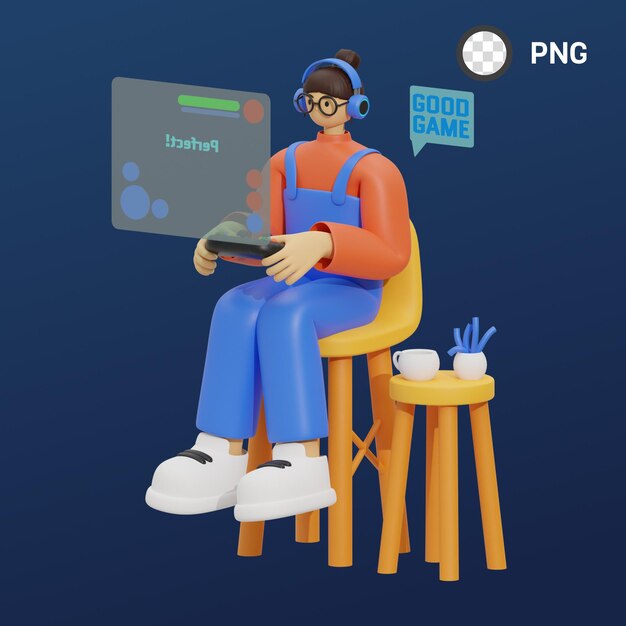 A person with headphones and a laptop with a screen that says png.