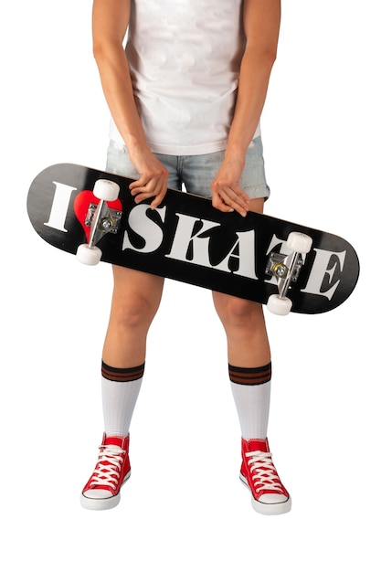 PSD person with skateboard and shoes