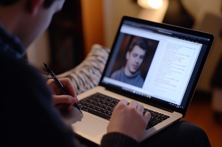 PSD person working on laptop taking notes