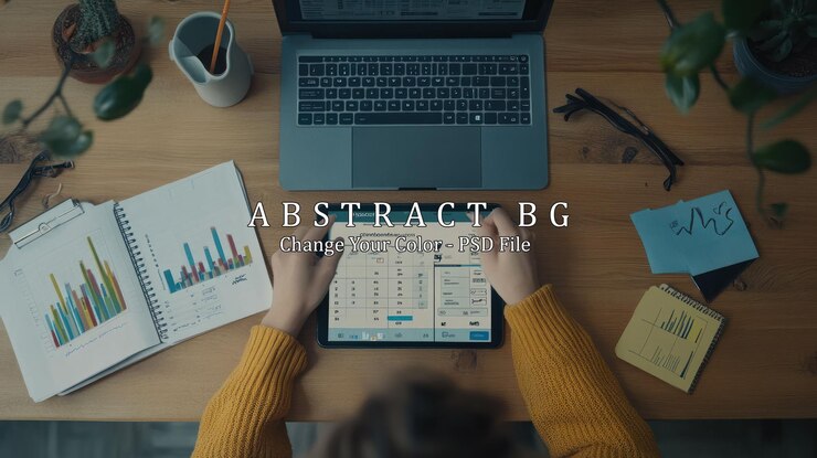 PSD person working on a tablet with graphs and charts
