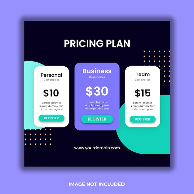 PSD personal business team pricing plan social media post design