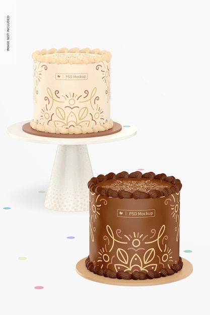 PSD personal cakes mockup, front view