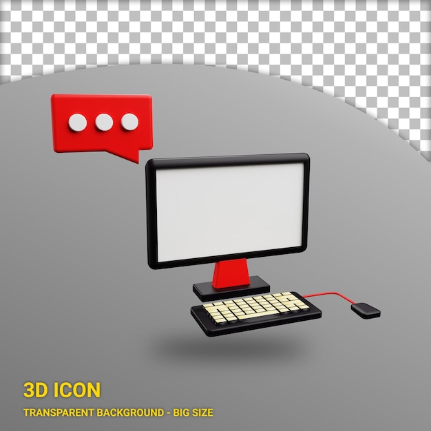 Personal computer 3d pictogram met transparante achtergrond