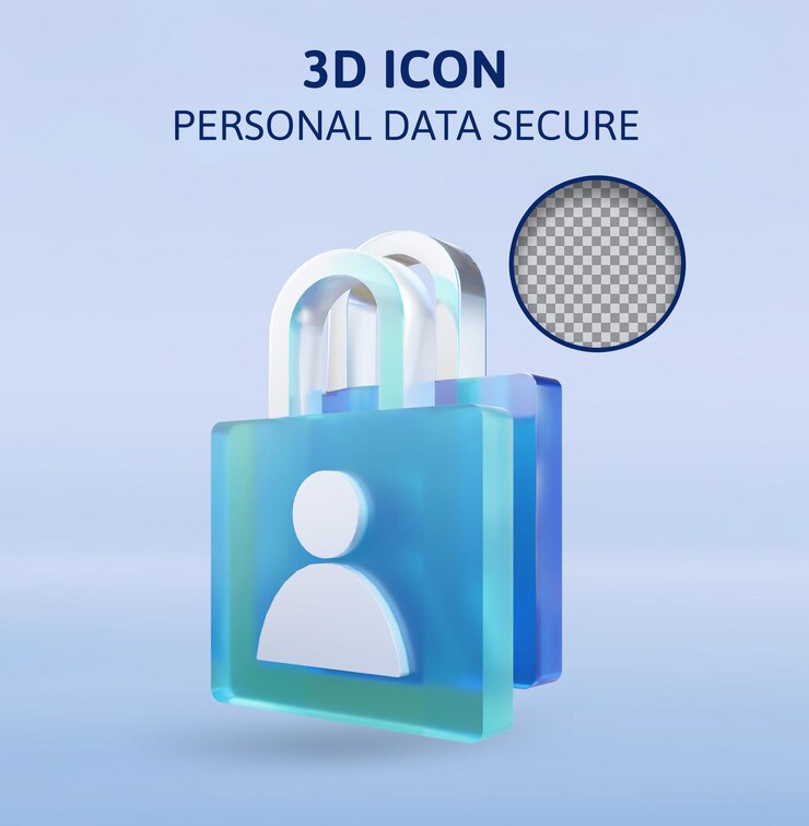 PSD personal data secure 3d rendering illustration