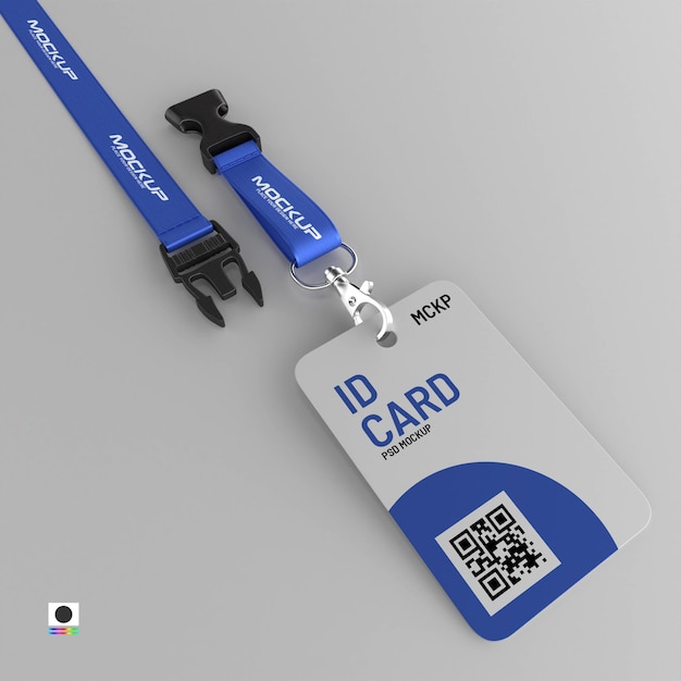 Personal id card lanyard mockup