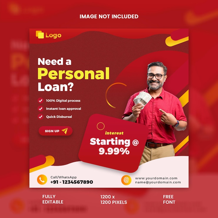 Premium PSD | Personal loan banner design for social media post or