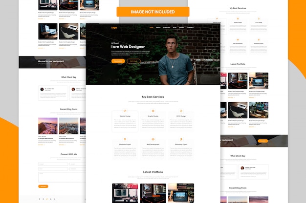 PSD personal portfolio landing page web template ui