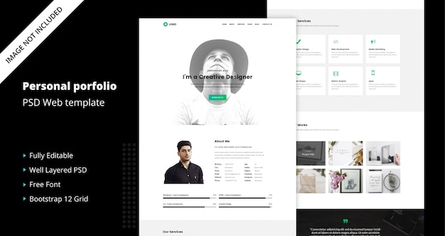 PSD personal portfolio resume template