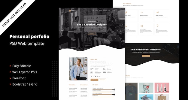 PSD personal portfolio resume template
