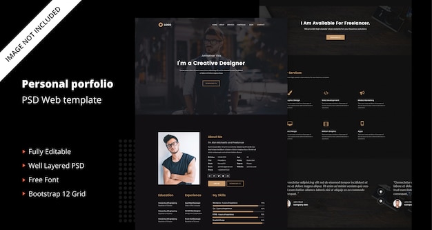 PSD personal portfolio resume template