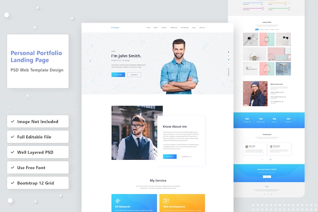 PSD personal portfolio website landing page design