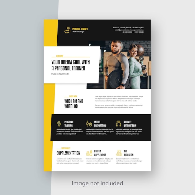 PSD personal trainer gym and fitness club flyer design template