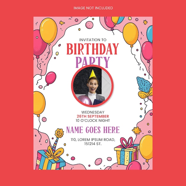 Personalized birthday party card design modern photo integration