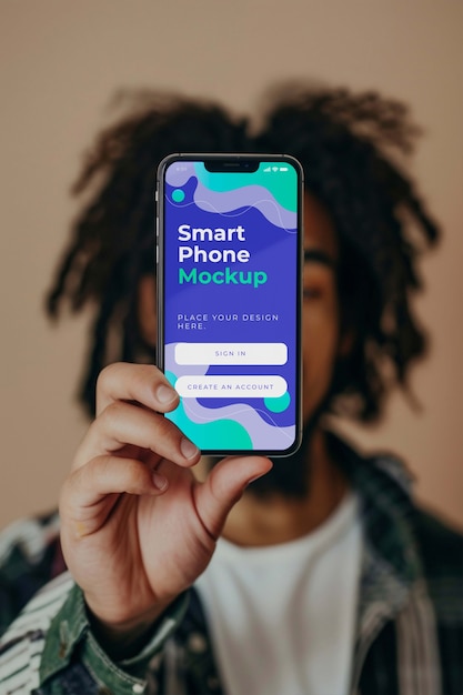 PSD persoon met een smartphone mockup
