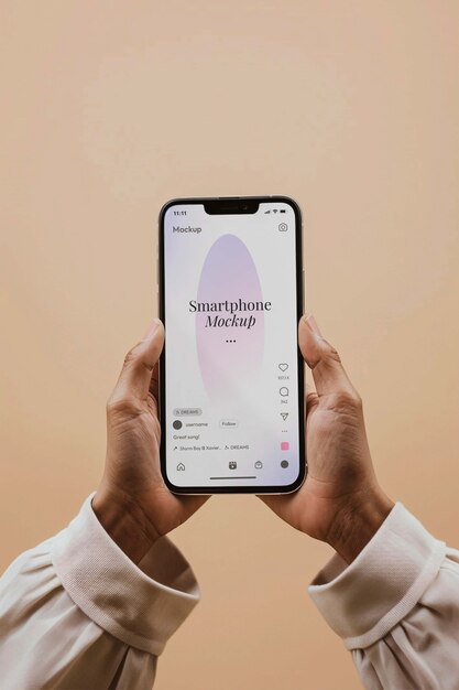 PSD persoon met een smartphone mockup