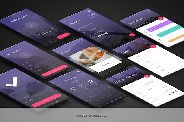 Perspectief app-schermen mockup