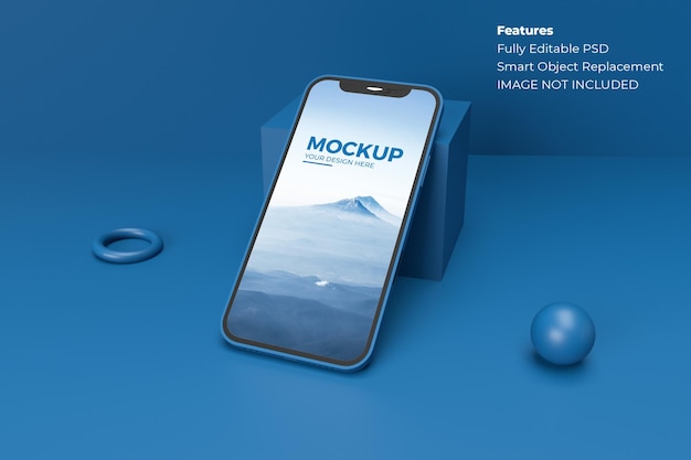 Perspectief weergave minimalistische 3d-telefoon mockup