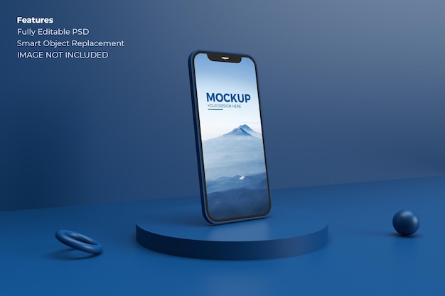 Perspectief weergave minimalistische 3d-telefoon mockup