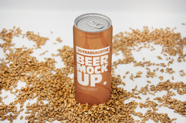 PSD perspective 12oz malt can mockup