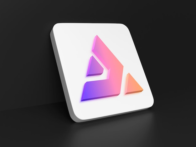 PSD Макет приложения с перспективным 3d логотипом