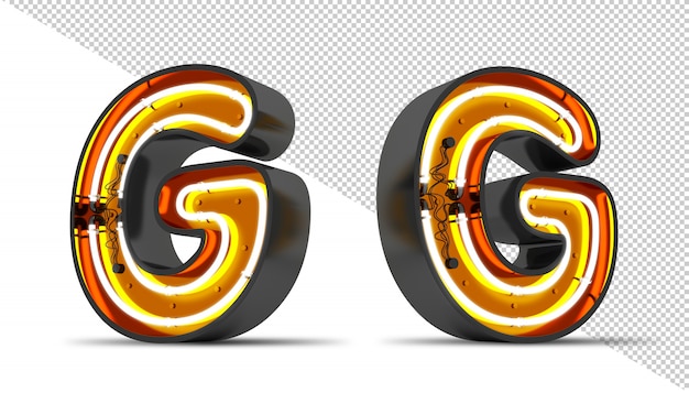 PSD perspective alphabet neon light 3d rendering illustration.