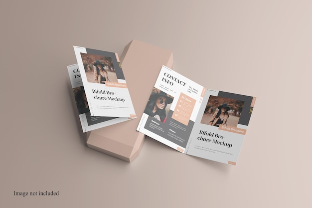 PSD perspective bifold brochure mockup om uw ontwerp aan klanten te presenteren