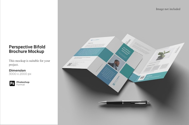 PSD perspective bifold brochure mockup