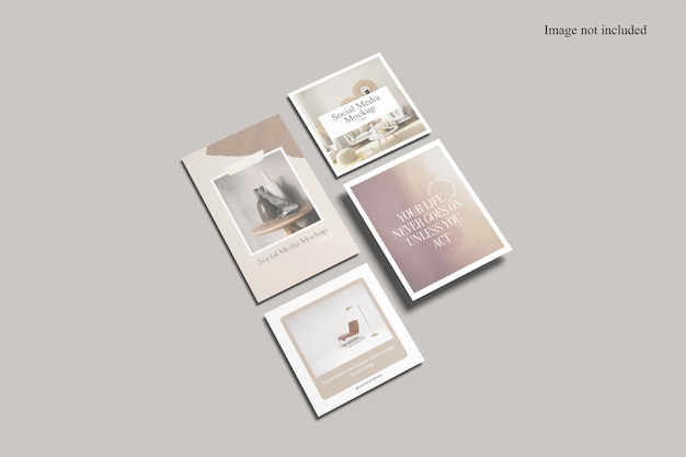 Perspective social media kit mockup per mostrare il tuo design ai clienti