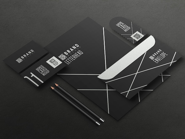 Perspective stationery set mockup